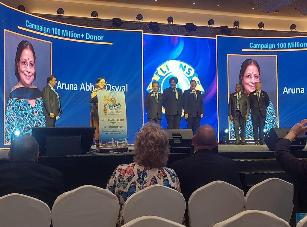 PID Lion Aruna Oswal ji for being Recognized, Appreciated & Honored by Intl. President Lion Brian Sheehan at ISAME - Forum 2022 in Visakhapatnam